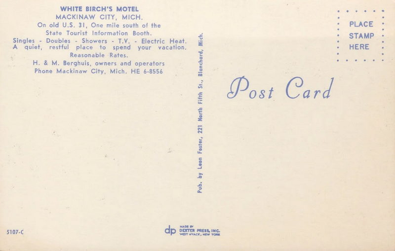 White Birchs Motel - Old Postcard